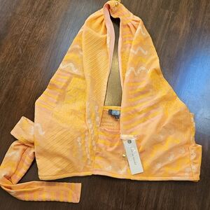 NWT Eva Franco Anthropologie Halter Citrus Wrap Top Large